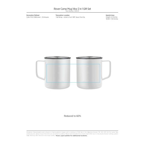 Rover Camp Mug 14oz  2 in 1 Gift Set White | No Imprint