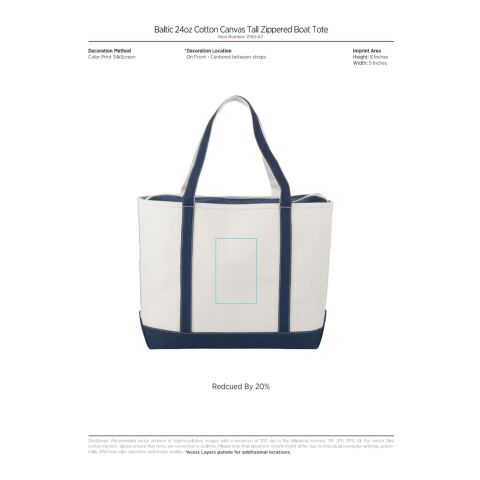Baltic 24oz Cotton Canvas Tall Zippered Boat Tote Navy | No Imprint | not available | not available