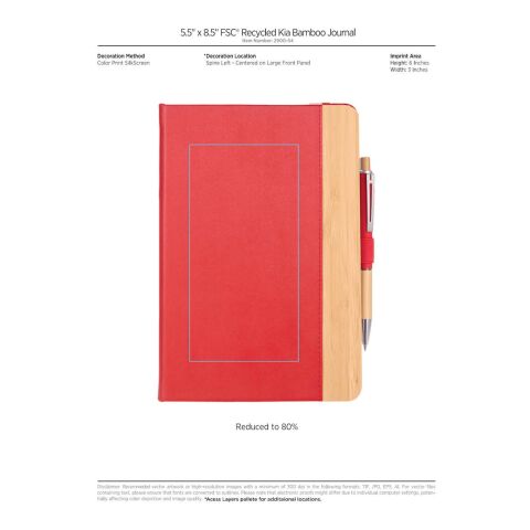 5.5” x 8.5” FSC® Recycled Kia Bamboo Journal Orange | No Imprint | not available | not available