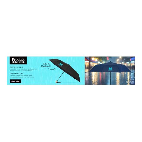 42" Recycled Folding Auto Open Umbrella Royal Blue-White
