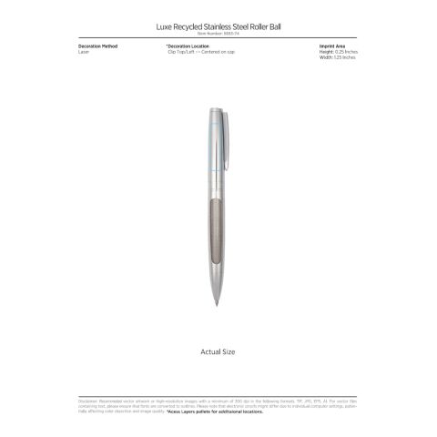 Luxe Recycled Stainless Steel Roller Ball Standard | Silver | No Imprint | not available | not available