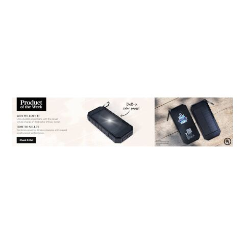 UL Listed 10000  IPX5 Solar 15W Wireless Power Ban Black | No Imprint | not available | not available