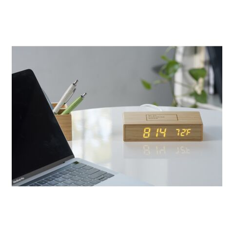 Bamboo Wireless Charging Desk Clock Standard | Natural | No Imprint | not available | not available