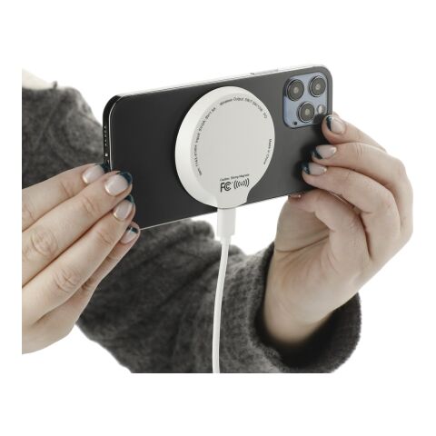 Recycled ABS MagClick™ Fast Wireless Charging Pad White | No Imprint | not available