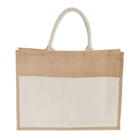 Jute Shopper Tote with Recycled Cotton Pocket Natural | No Imprint | not available | not available
