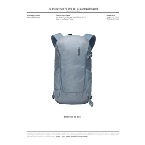 Thule Recycled All Trail 18L 14" Laptop Backpack Standard | Pond Grey | No Imprint | not available | not available