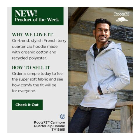 Roots73 CANMORE Eco Quarter Zip Hoody - Unisex Standard | Indigo | L | No Imprint | not available | not available