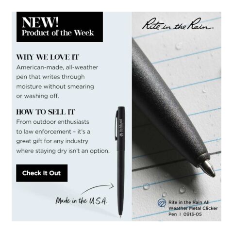 Rite in the Rain All Weather Metal Clicker Pen Black | No Imprint | not available | not available