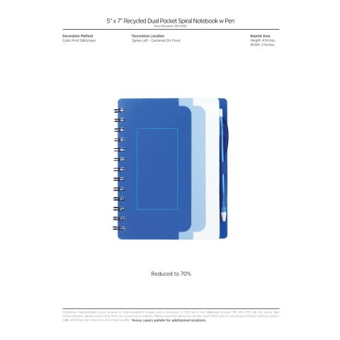 5&quot; x 7&quot; Recycled Dual Pocket Spiral Notebook w Pen Red with White | No Imprint | not available | not available