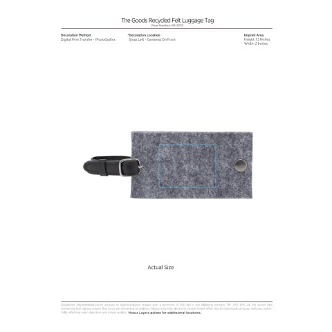 Recycled Felt Luggage Tag Charcoal | No Imprint | not available | not available