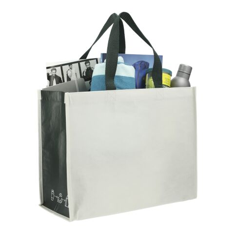 RPET Laminated Matte Shopper Tote Natural-Forest Green | No Imprint | not available | not available
