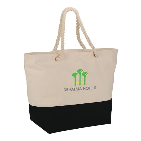 Zippered 12oz Cotton Canvas Rope Tote Standard | Black | No Imprint | not available | not available
