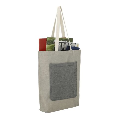 Recycled Cotton Pocket Tote Standard | Natural-Black | No Imprint | not available | not available