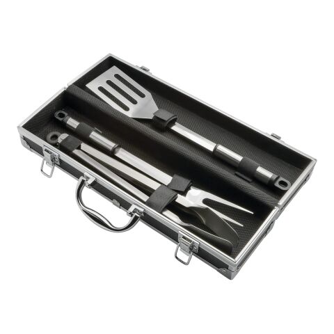 3 Piece BBQ set in Aluminum Case Standard | Black | No Imprint | not available