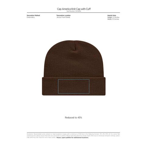 Cap America Knit Cap with Cuff Teal | No Imprint | not available | not available