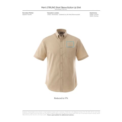 Men&#039;s STIRLING Short Sleeve Shirt Standard | Light Blue | 3XL | No Imprint | not available | not available