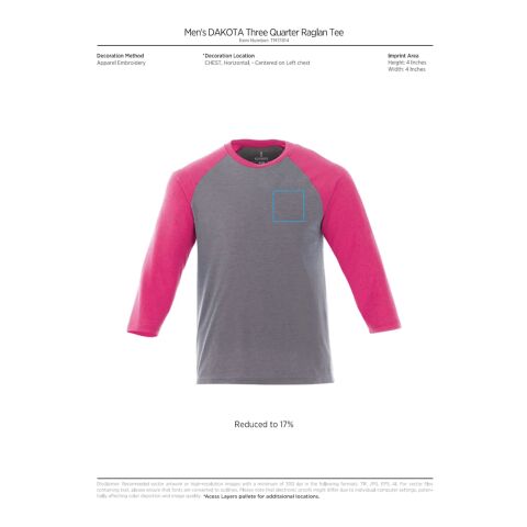 Men&#039;s DAKOTA Three Quarter Tee Standard | Heather Dark Charcoal-Medium Heather Grey | M | No Imprint | not available | not available