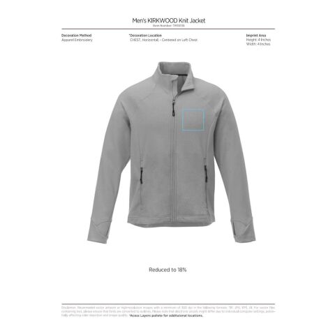 Men&#039;s KIRKWOOD Knit Jacket Standard | Light Blue | 4XL | Embroidery | CHEST, Horizontal, - Centered on Left Chest | 4.00 Inches × 4.00 Inches
