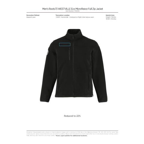 Roots73 WESTVILLE Eco Microfleece Full Zip - Men&#039;s Standard | Black | XL | No Imprint | not available | not available