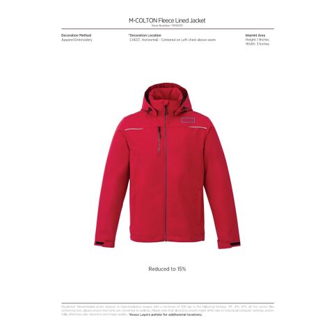 Men&#039;s COLTON Fleece Lined Jacket Standard | Red | 4XL | No Imprint | not available | not available