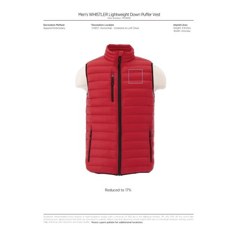 Men&#039;s Whistler Light Down Vest Standard | Royal Blue | 2XL | No Imprint | not available | not available