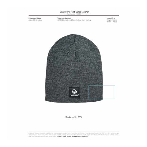 Wolverine Knit Work Beanie Standard | Grey | CUSTOM (O/S) | No Imprint | not available | not available