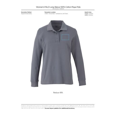 PALO Long Sleeve 100% Cotton Pique Polo - Women&#039;s Standard | Steel Grey | XS | No Imprint | not available | not available