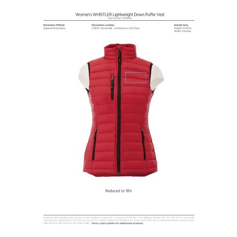 Women&#039;s Whistler Light Down Vest Standard | Black | 2XL | No Imprint | not available | not available