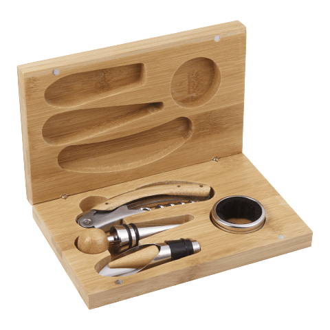 4 Piece Bamboo Wine Gift Set