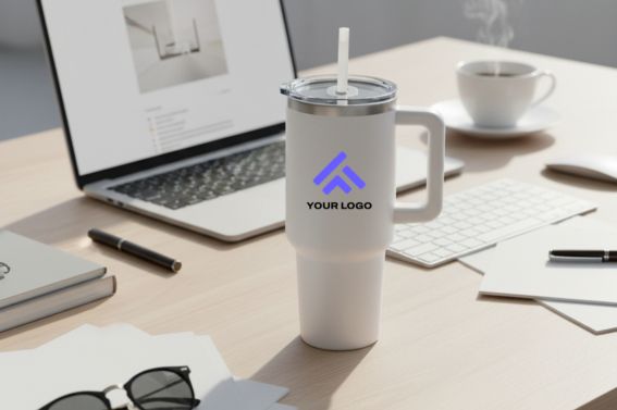 Promotional tumblers with straws